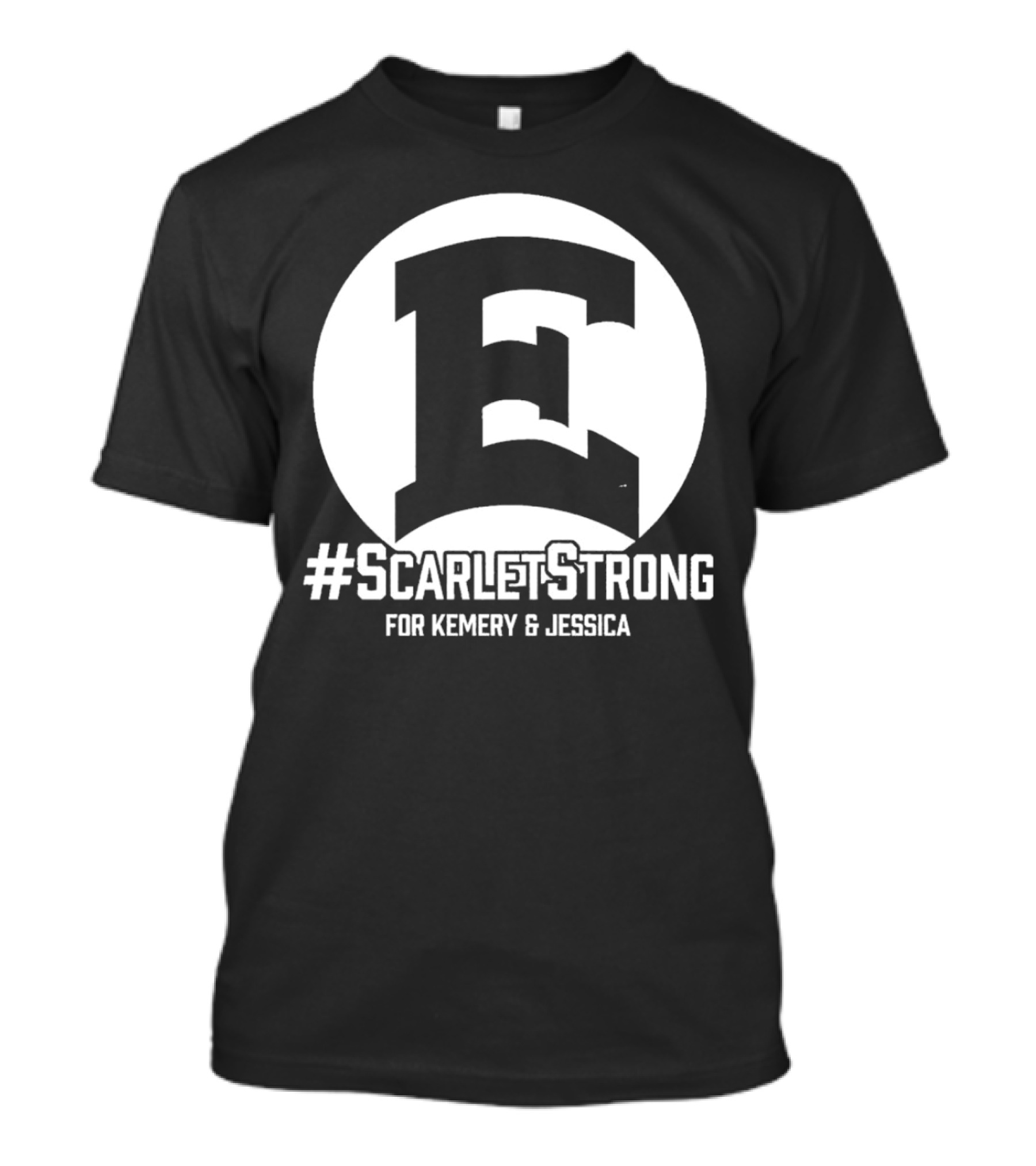 ScarletStrong For Kemery And Jessica Bold E Logo Emblem T-Shirt