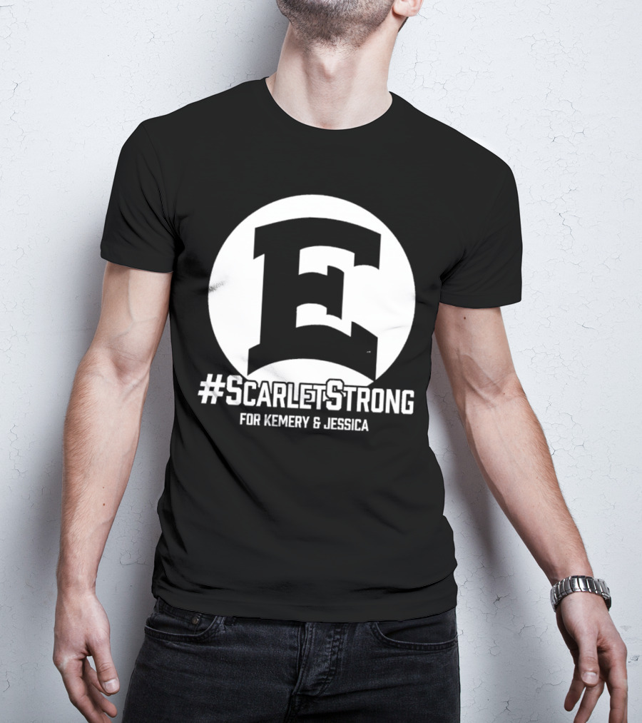 ScarletStrong For Kemery And Jessica Bold E Logo Emblem T-Shirt