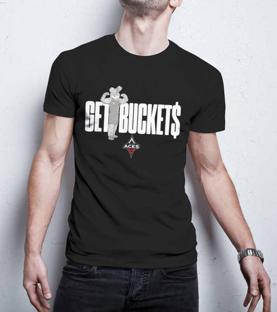 Las Vegas Aces Mascot Get Bucket$ Featuring Team T-Shirt