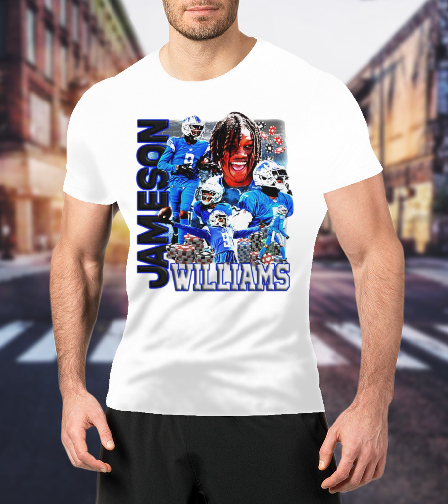 Jameson Williams Detroit Lions Football NFL Athlete Montage T-Shirt