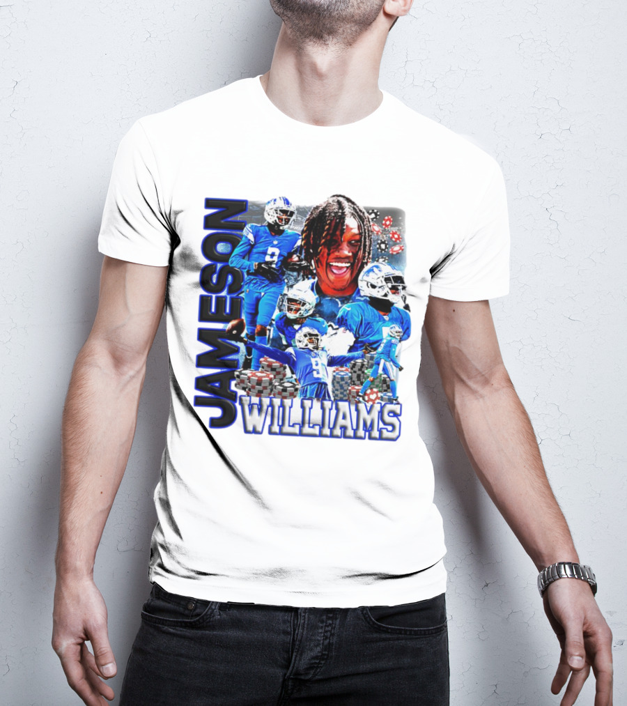Jameson Williams Detroit Lions Football NFL Athlete Montage T-Shirt