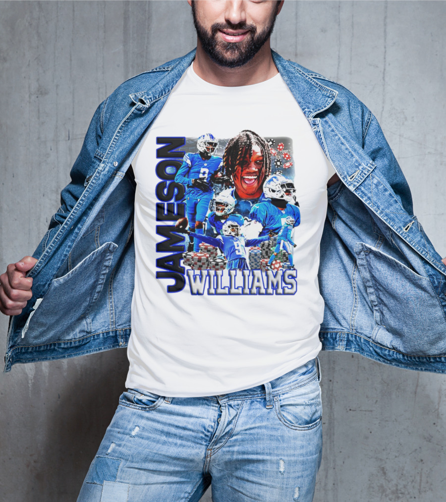 Jameson Williams Detroit Lions Football NFL Athlete Montage T-Shirt