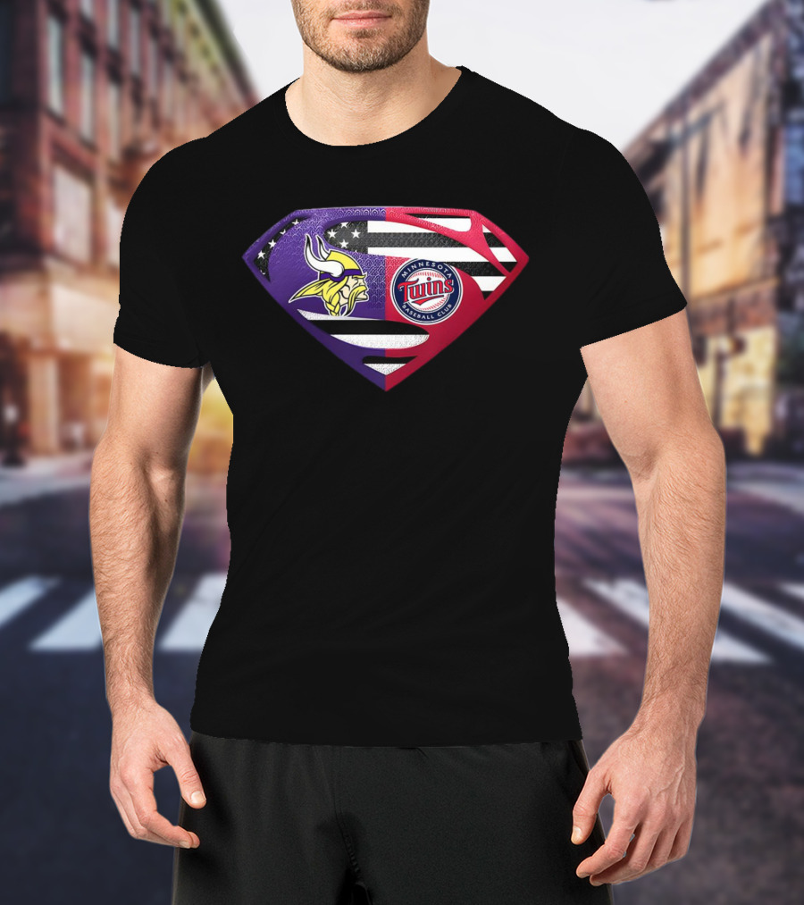 Minnesota Vikings Twins Superman Crossover Emblem T-Shirt