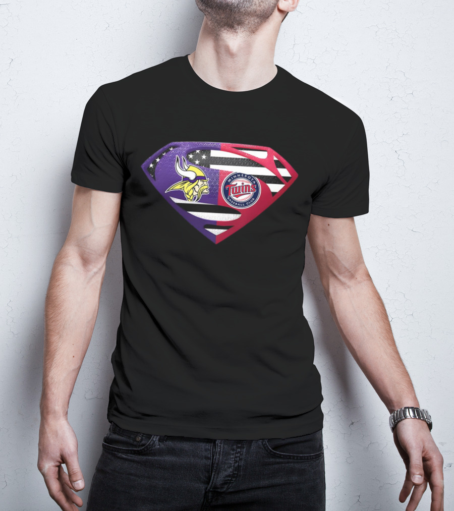 Minnesota Vikings Twins Superman Crossover Emblem T-Shirt