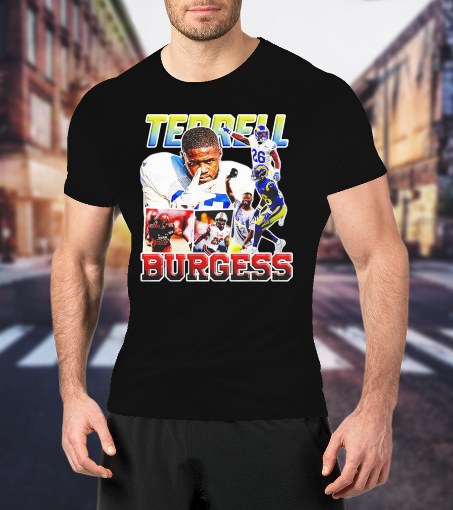 Terrell Burgess Los Angeles Rams Football Collage T-Shirt
