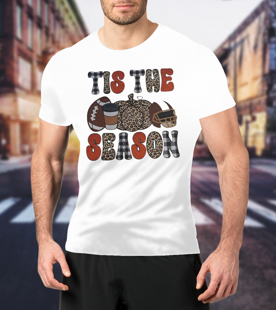 Tis The Season Football Pumpkin Coffee Helmet T-Shirt