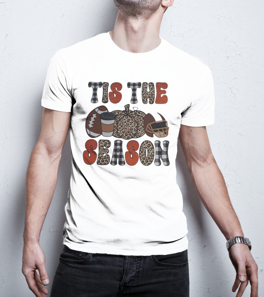 Tis The Season Football Pumpkin Coffee Helmet T-Shirt