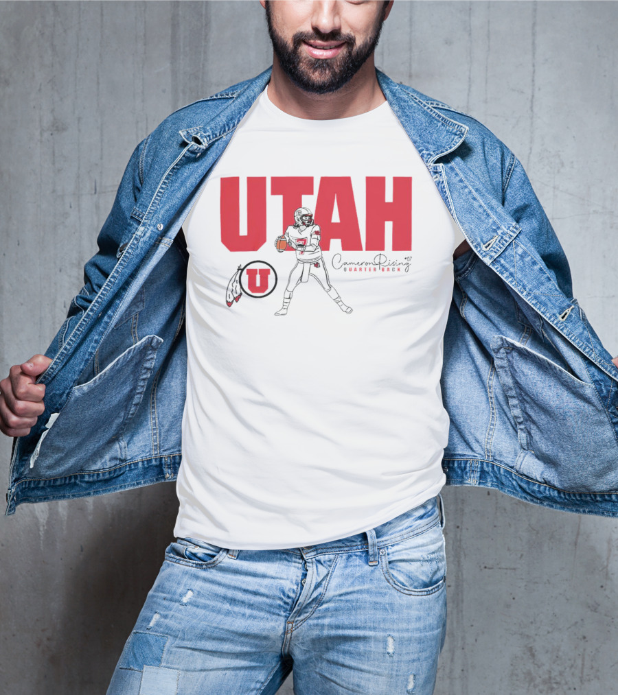 Utah Utes #7 Cameron Rising Quarterback Caricature T-Shirt