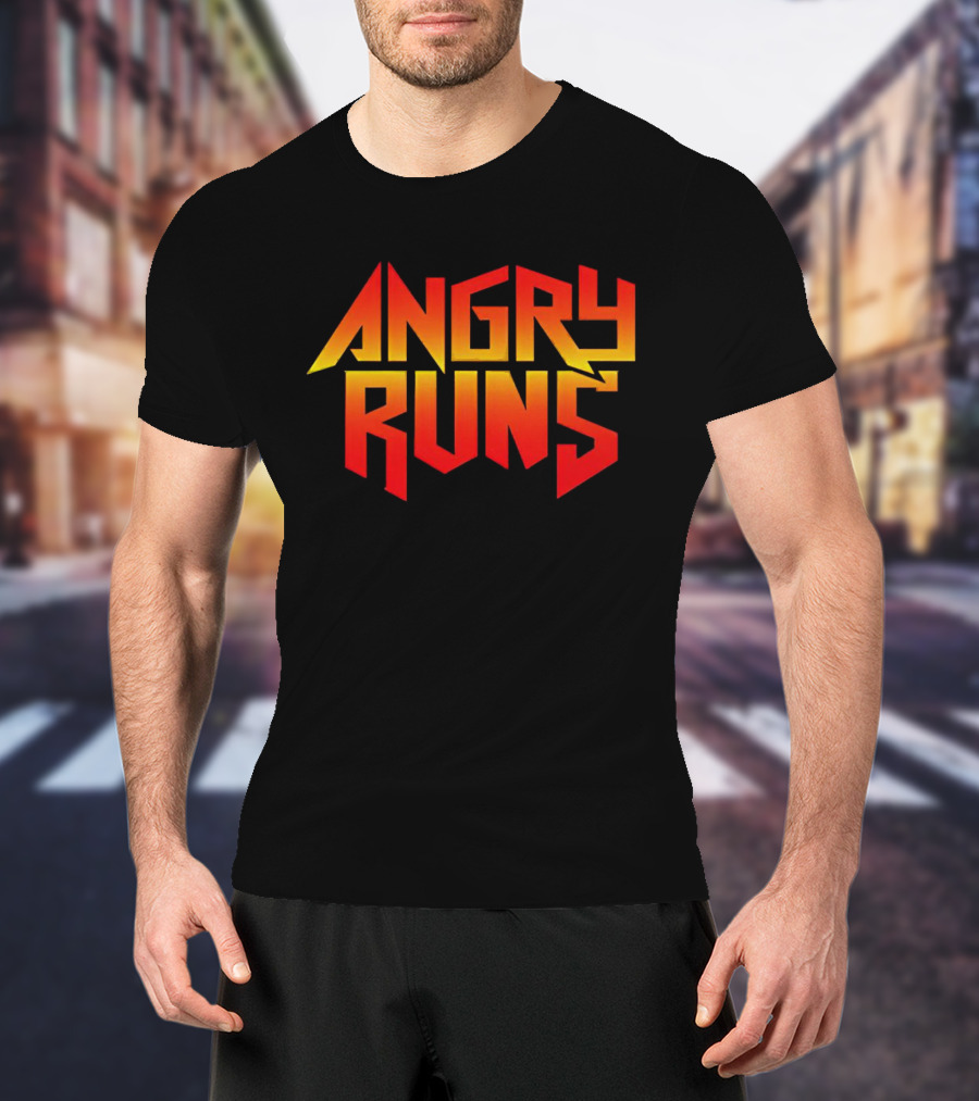 Angry Runs Bold Gradient Logo In Retro Gaming T-Shirt