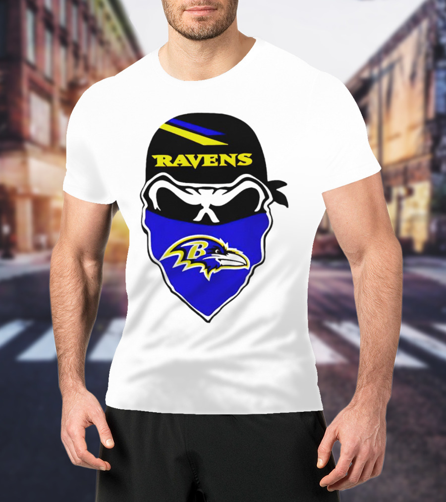Ravens Skull Bandana Logo Baltimore Ravens T-Shirt