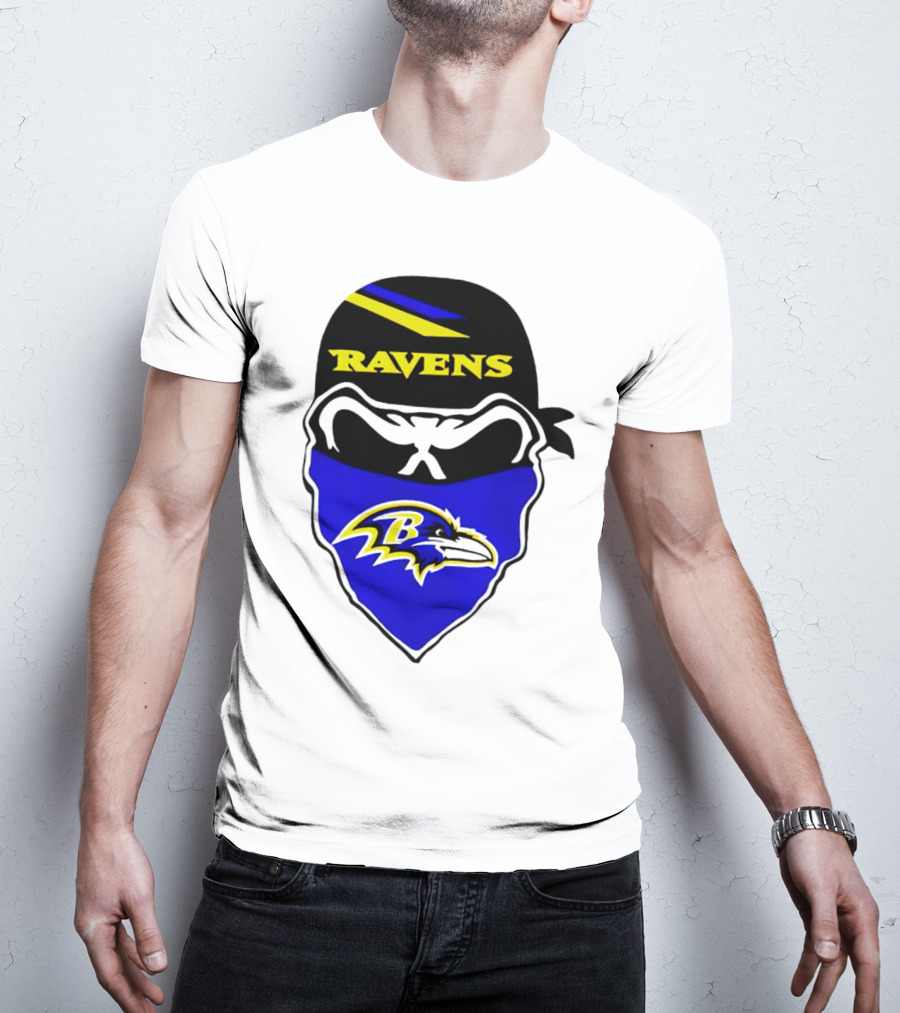 Ravens Skull Bandana Logo Baltimore Ravens T-Shirt