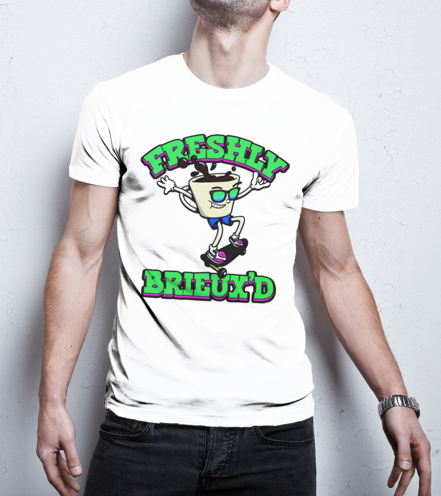 Freshly Brieux'd Skateboarding Cup Character T-Shirt