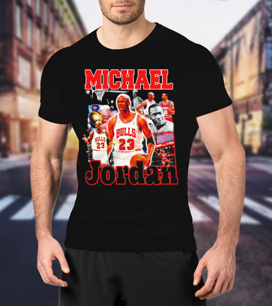 Michael Jordan Bulls 23 Basketball Legend Collage T-Shirt
