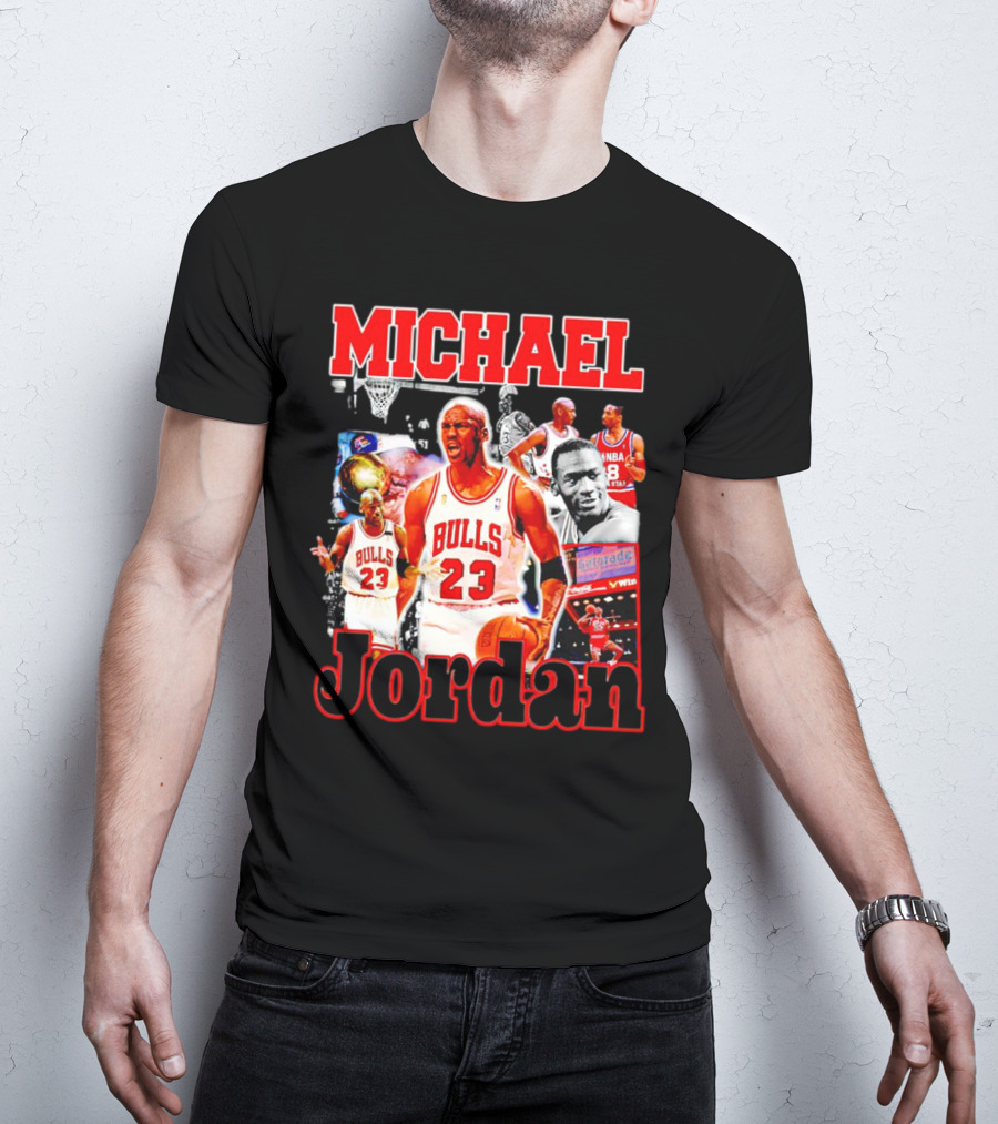 Michael Jordan Bulls 23 Basketball Legend Collage T-Shirt