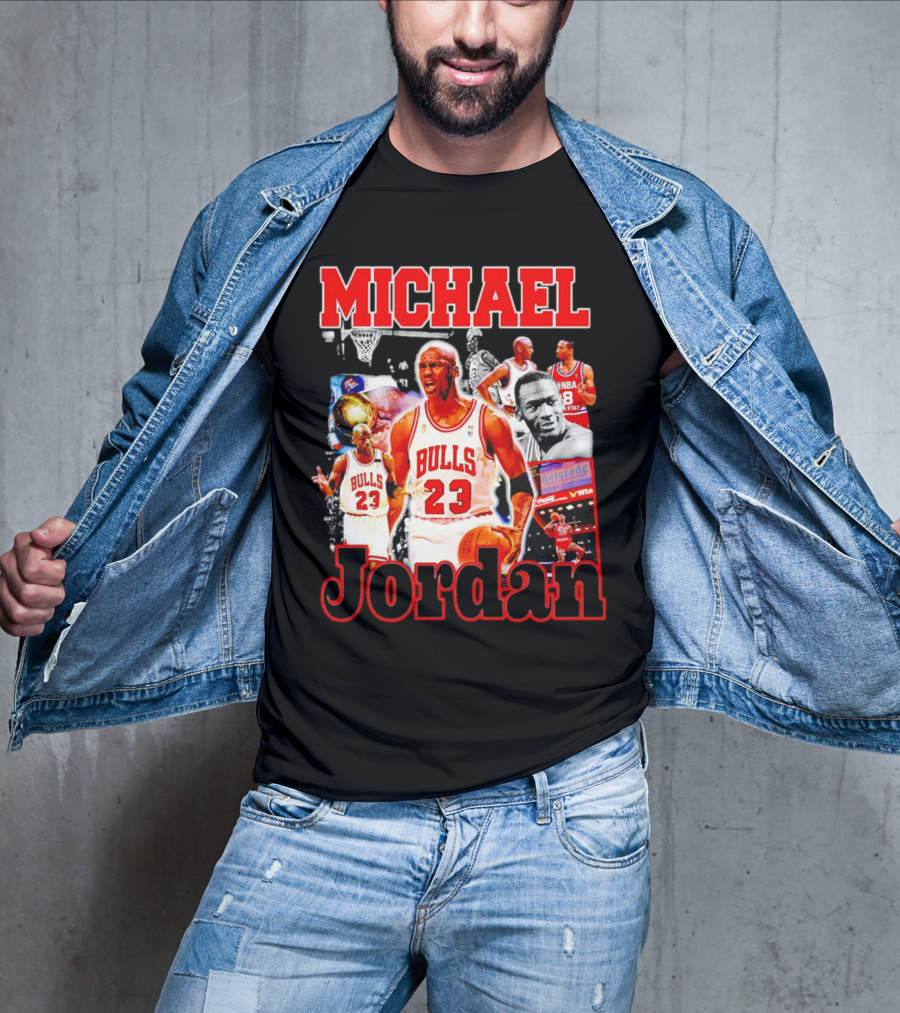 Michael Jordan Bulls 23 Basketball Legend Collage T-Shirt