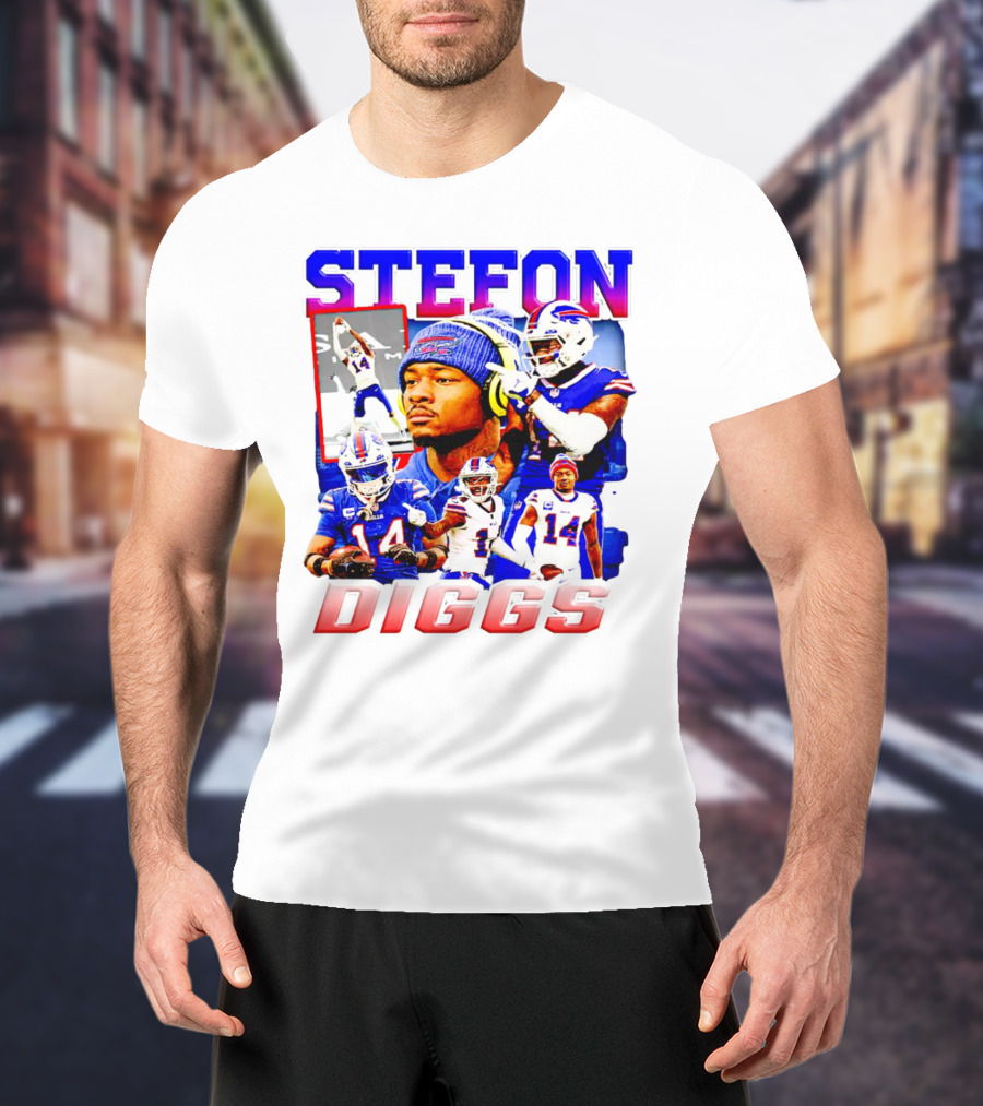 Stefon Diggs Buffalo Bills Football NFL Player Collage In Action T-Shirt