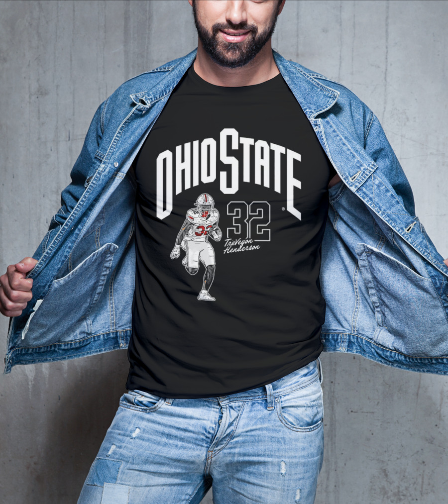 Ohio State Buckeyes Treveyon Henderson 32 Cartoon Player T-Shirt