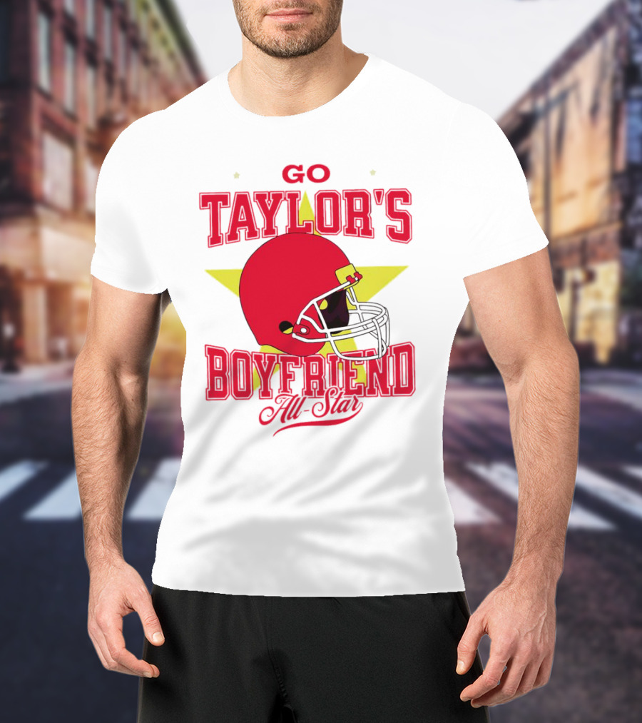 Go Taylor's Boyfriend All-Star Red Helmet Kansas City Chiefs T-Shirt
