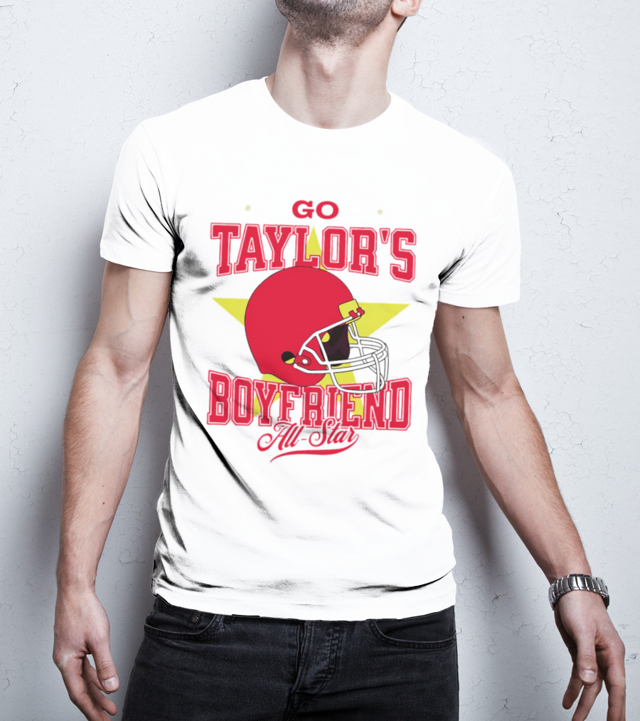 Go Taylor's Boyfriend All-Star Red Helmet Kansas City Chiefs T-Shirt