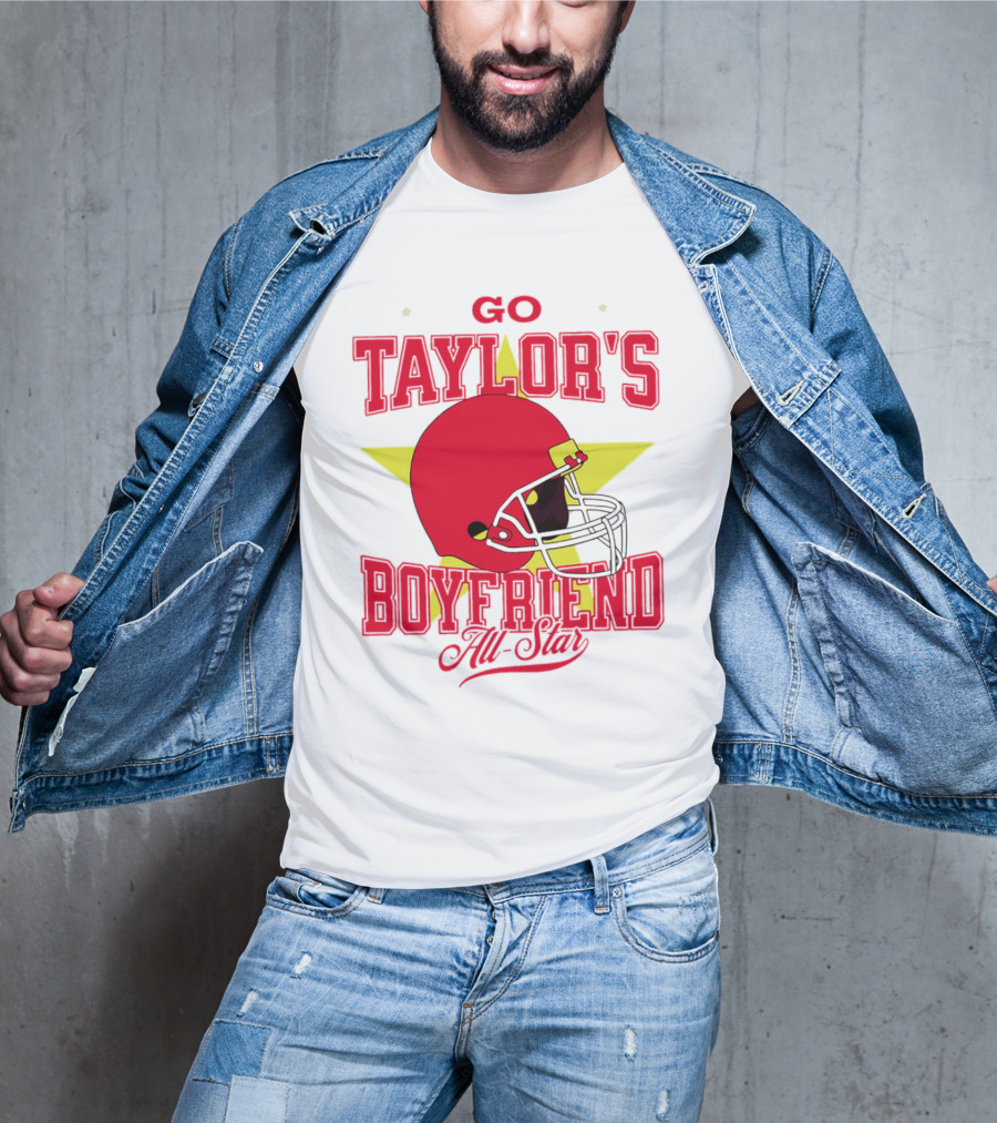 Go Taylor's Boyfriend All-Star Red Helmet Kansas City Chiefs T-Shirt