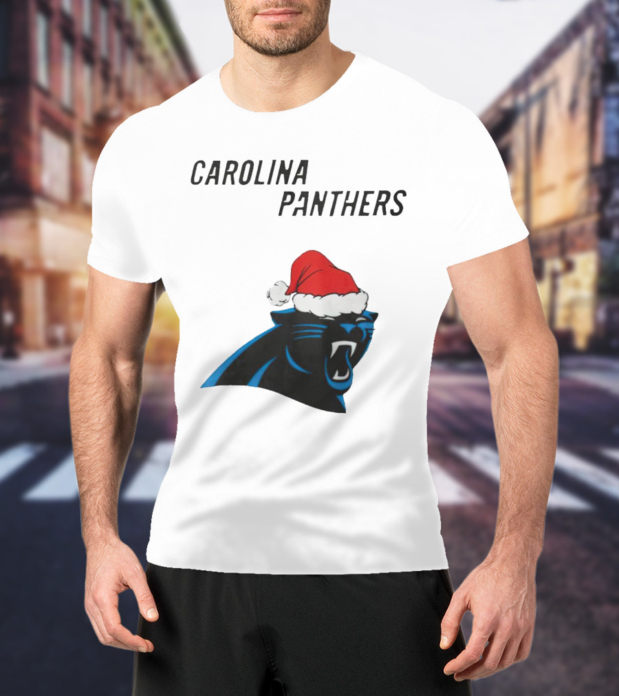 Carolina Panthers Christmas Santa Hat T-Shirt