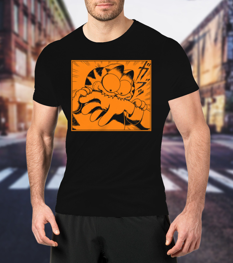 Garfield Manga Style Bite Hand Comic Panel T-Shirt