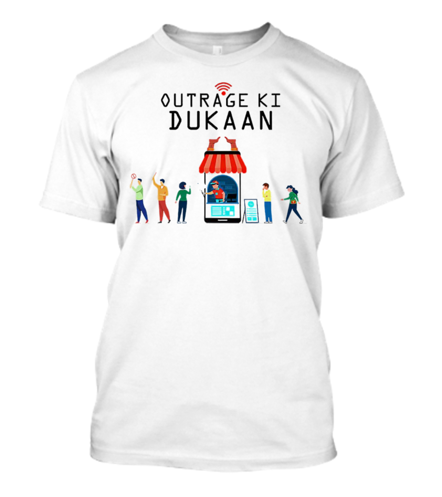 Outrage Ki Dukaan Social Media Critique Cartoon Display T-Shirt