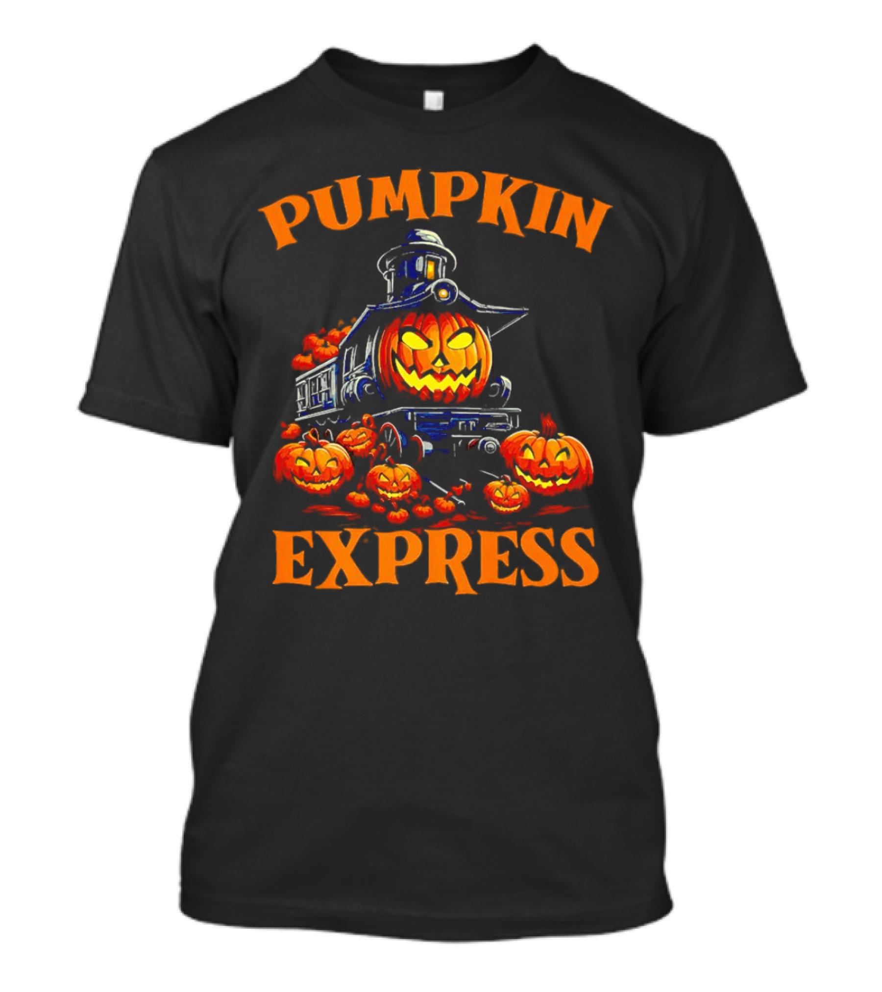 PUMPKIN EXPRESS Halloween Train With Jack-o'-Lantern Faces T-Shirt