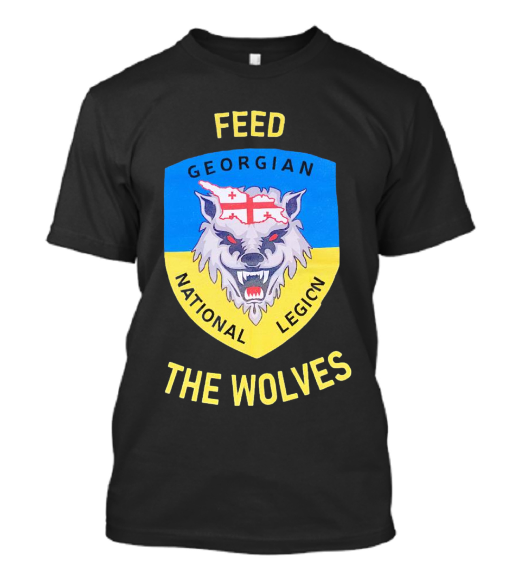 Feed The Wolves Georgian National Legion Wolf Badge With Flag Elements T-Shirt
