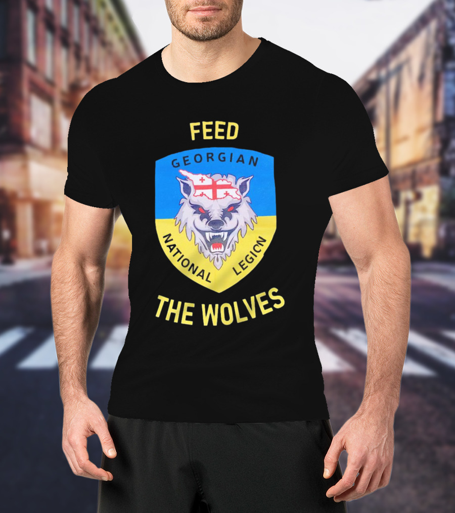 Feed The Wolves Georgian National Legion Wolf Badge With Flag Elements T-Shirt
