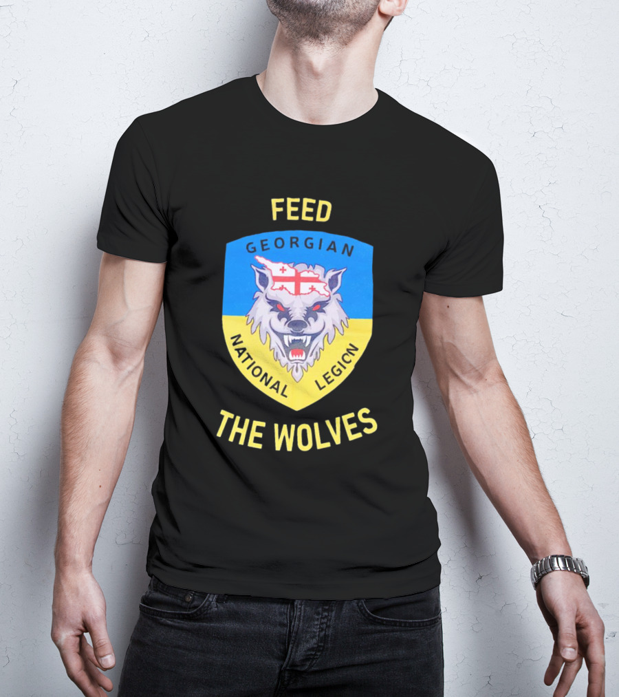 Feed The Wolves Georgian National Legion Wolf Badge With Flag Elements T-Shirt
