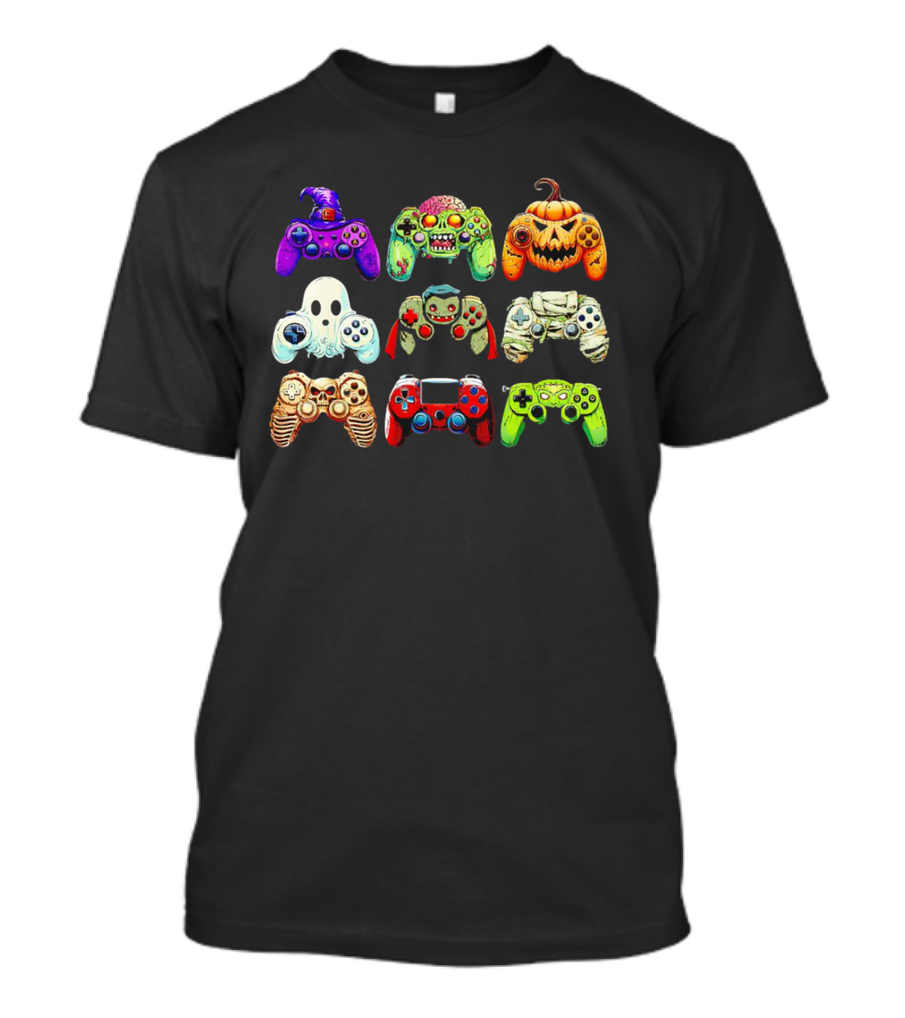 Gaming Skeleton Zombie Ghost Pumpkin Witch Halloween Controller Collection T-Shirt