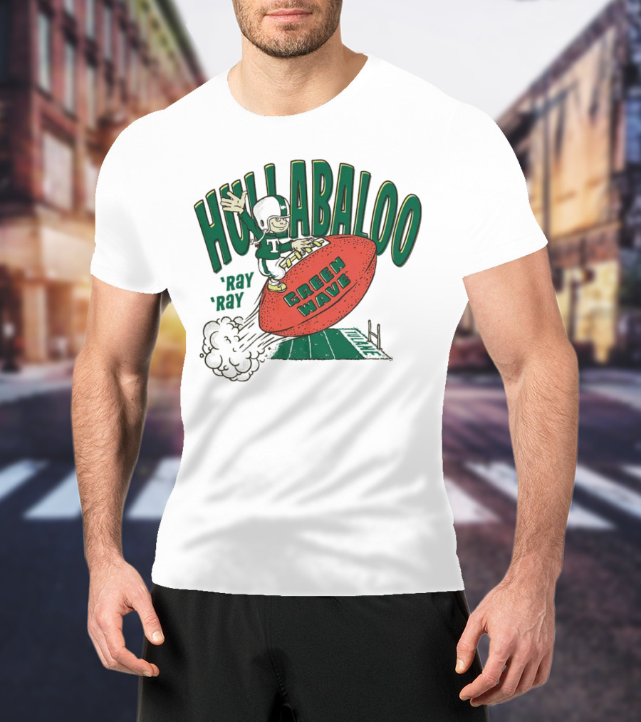 Hullabaloo Ray Ray Tulane Green Wave Football Player Riding Ball T-Shirt