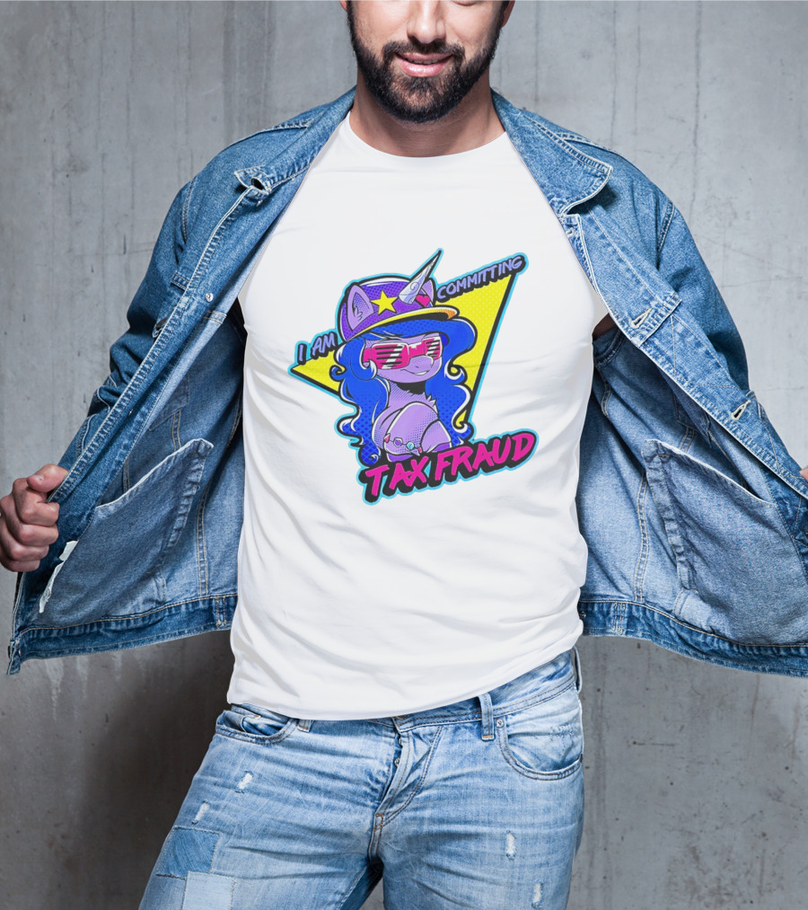 I Am Committing Tax Fraud Unicorn With Sunglasses And Hat T-Shirt