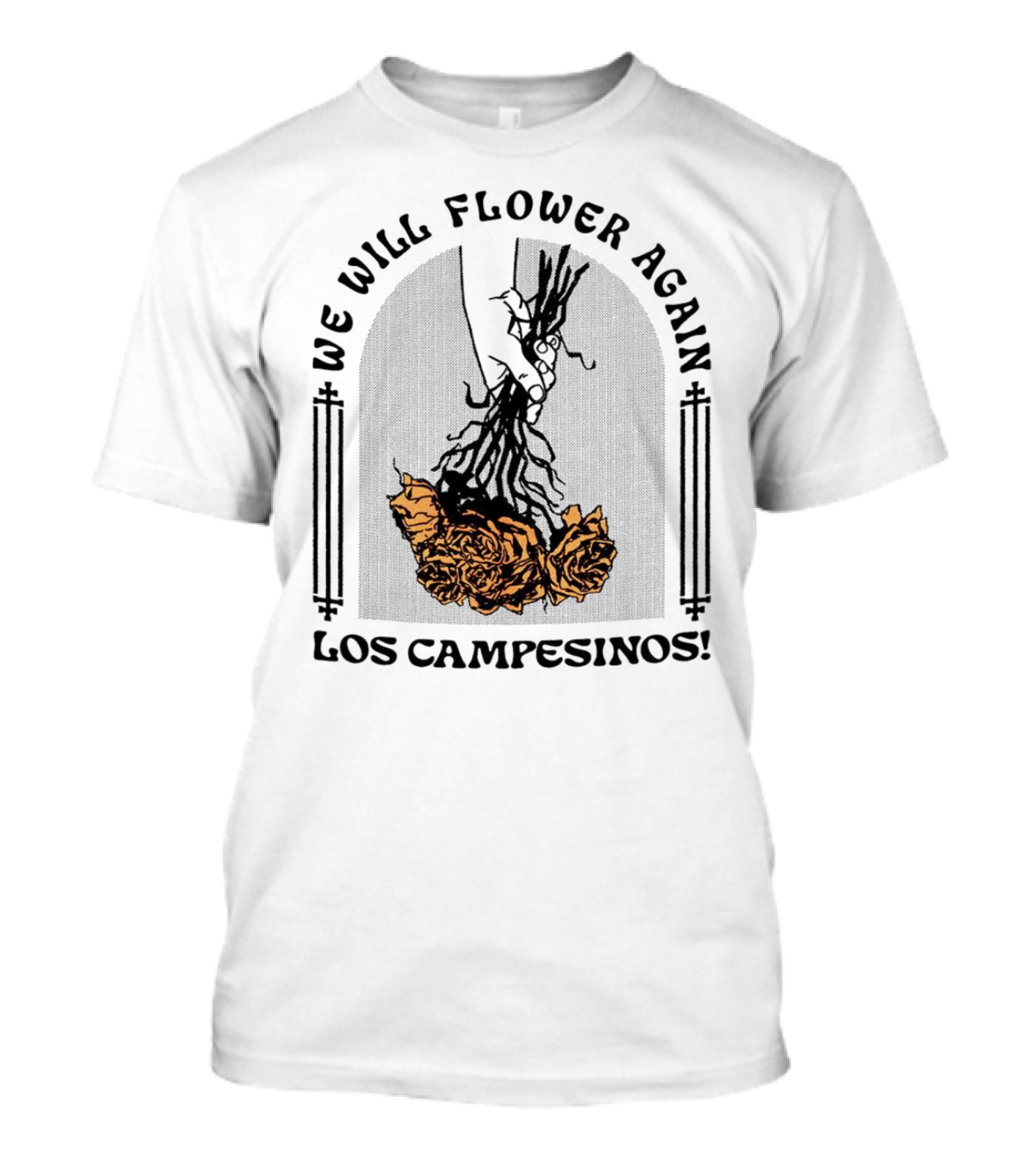 We Will Flower Again Los Campesinos Hand Holding Orange Roses T-Shirt