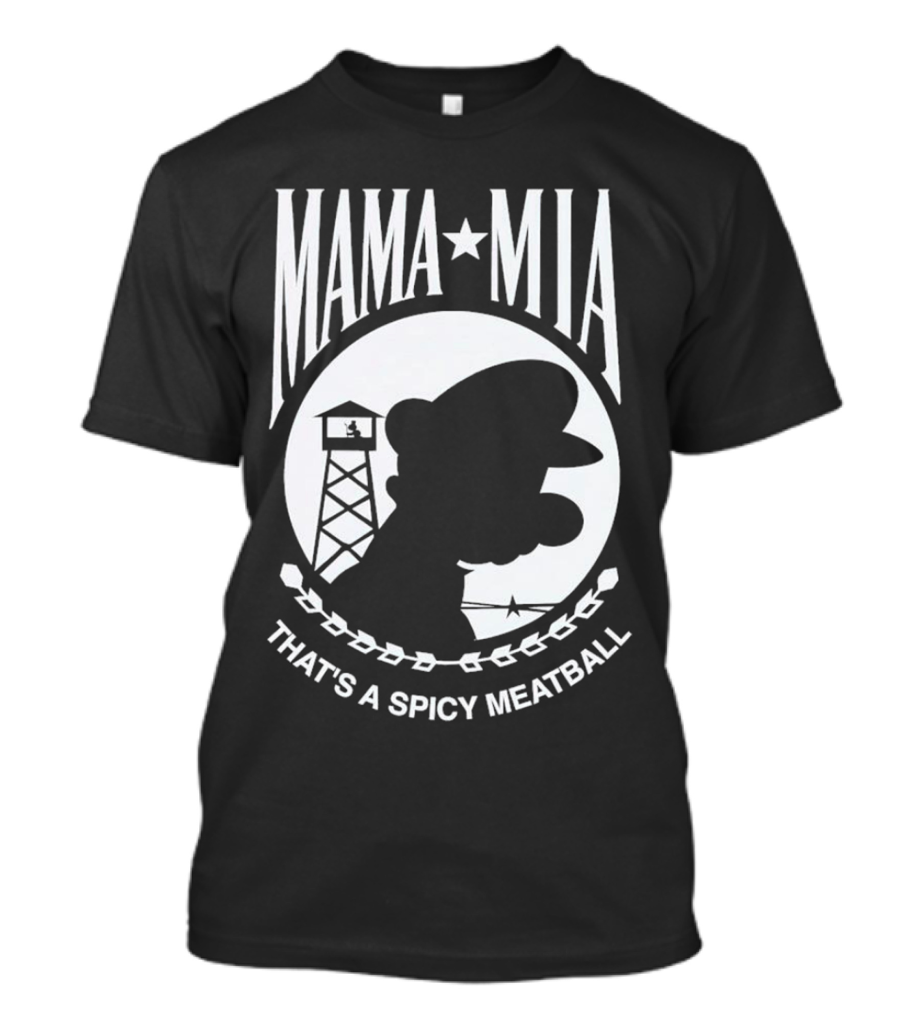 MAMA MIA THAT'S A SPICY MEATBALL Mario Silhouette Prison Tower T-Shirt