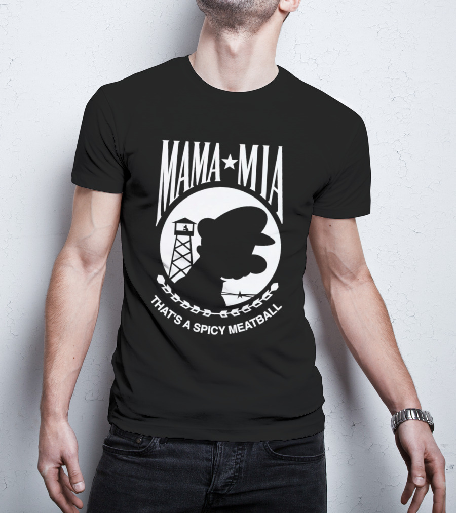 MAMA MIA THAT'S A SPICY MEATBALL Mario Silhouette Prison Tower T-Shirt