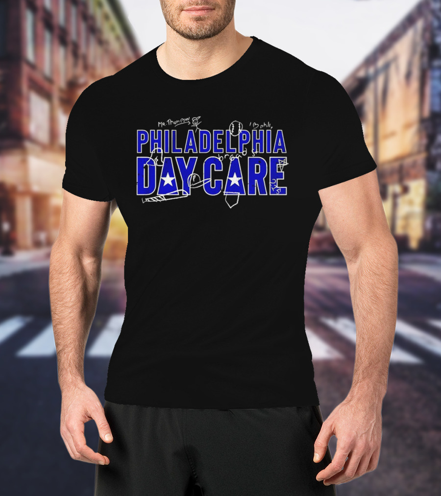 Philadelphia Daycare Mr. Thompson Football Whistle Philly T-Shirt