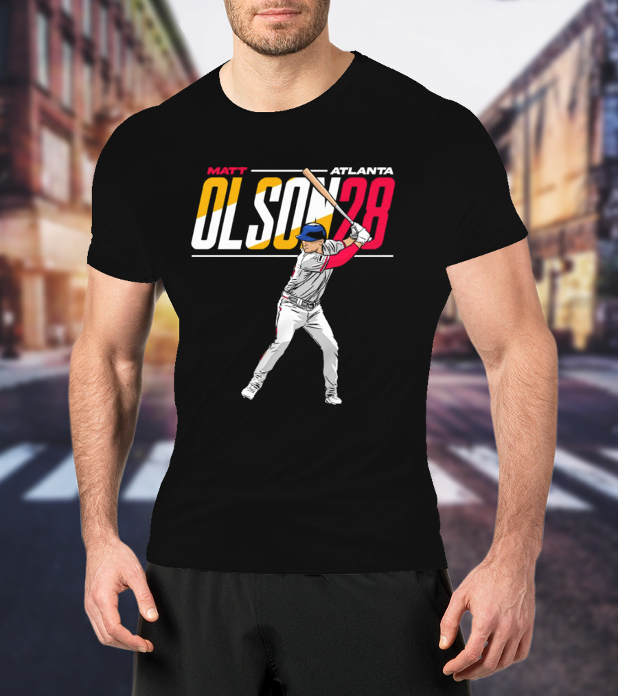 Matt Olson Atlanta Olson 28 Cartoon Vintage Baseball Batter T-Shirt