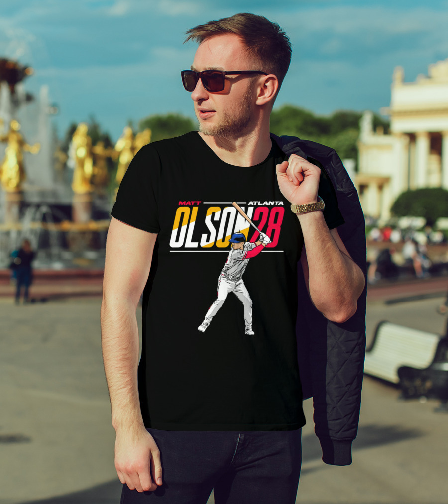 Matt Olson Atlanta Olson 28 Cartoon Vintage Baseball Batter T-Shirt