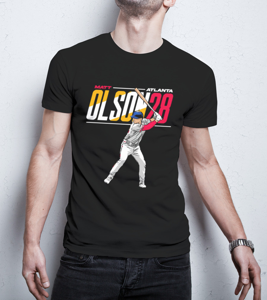 Matt Olson Atlanta Olson 28 Cartoon Vintage Baseball Batter T-Shirt