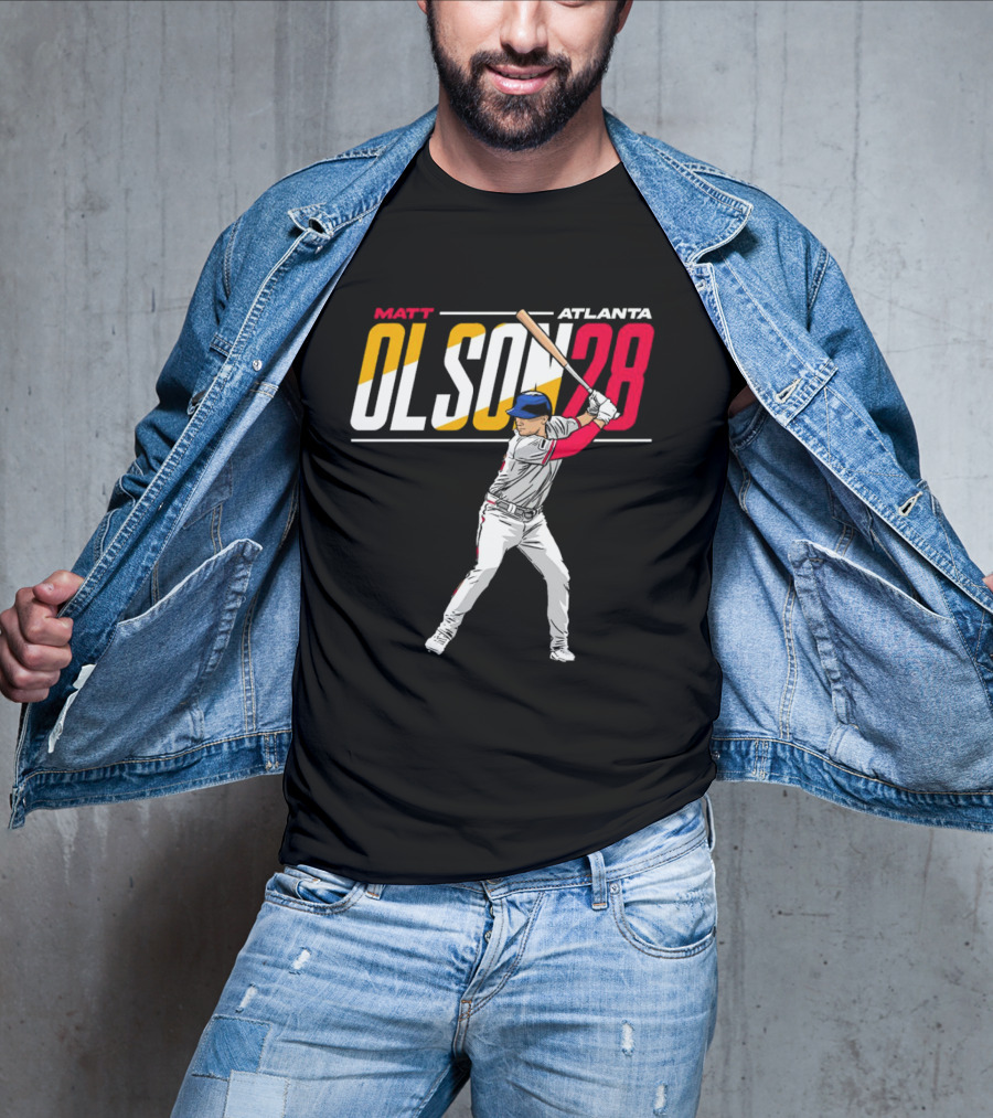 Matt Olson Atlanta Olson 28 Cartoon Vintage Baseball Batter T-Shirt