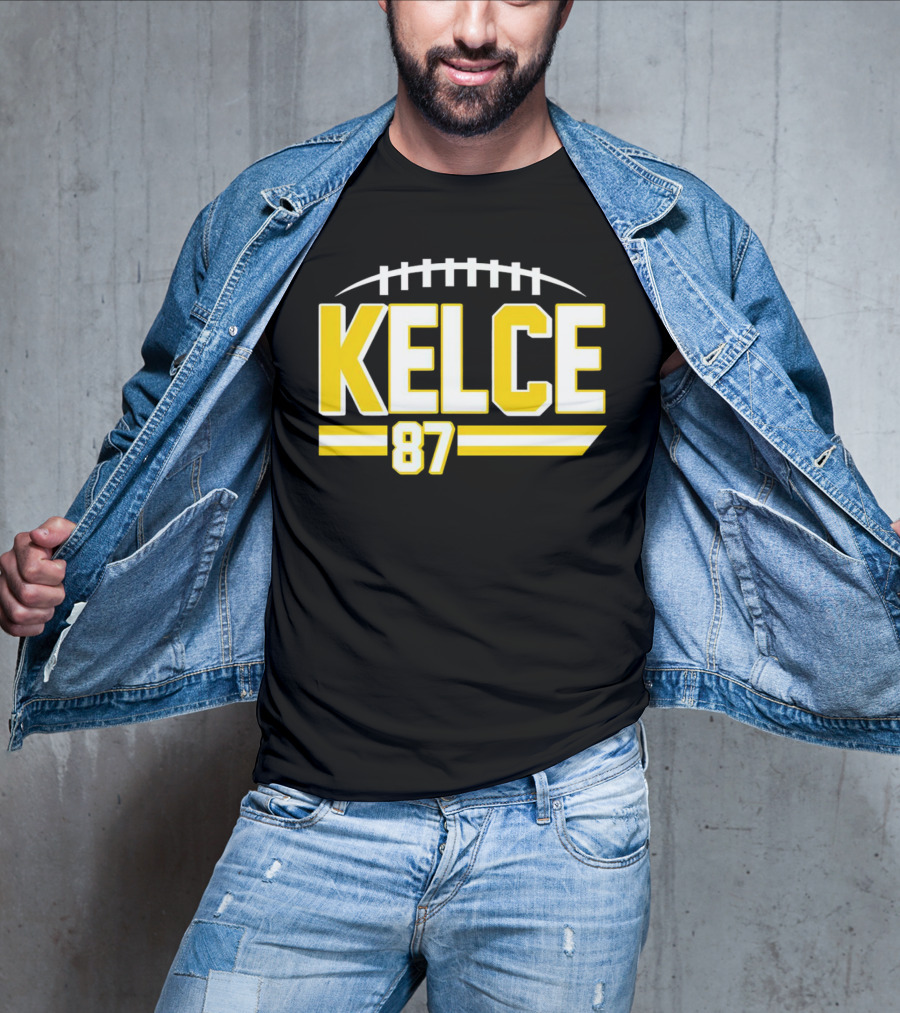 Kelce 87 Chiefs Football Team Icon Yellow Graphics T-Shirt