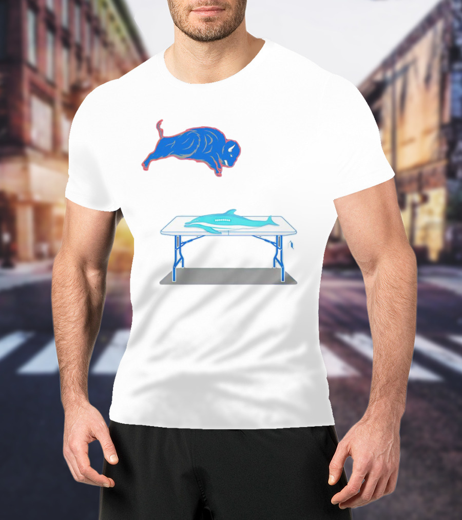 Buffalo Bills Jumping Over Table Miami Dolphins T-Shirt