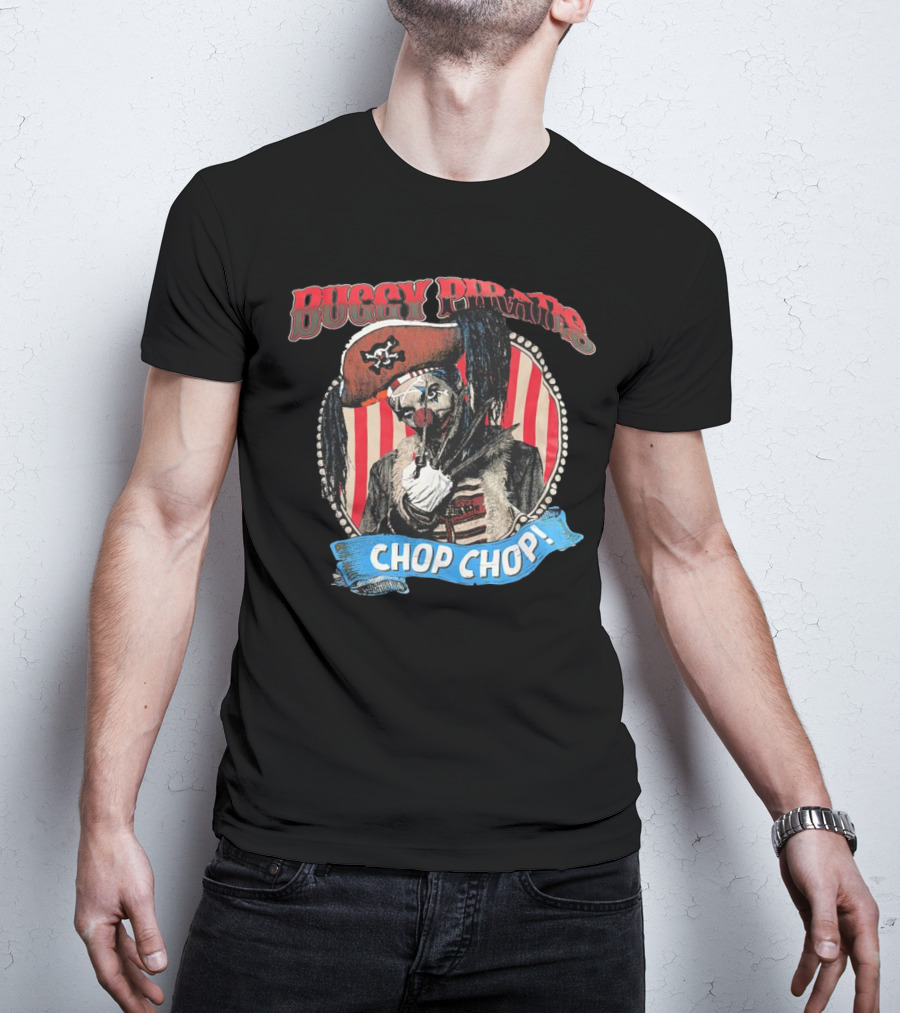 Buggy Pirates Chop Chop Stripe Pattern Clown With Red Hat T-Shirt