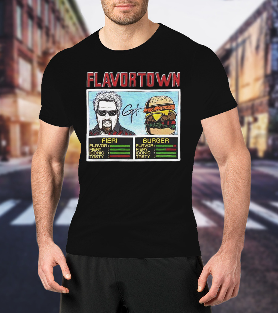 Flavortown Fieri Burger Flavor Fiery Iconic Tasty T-Shirt