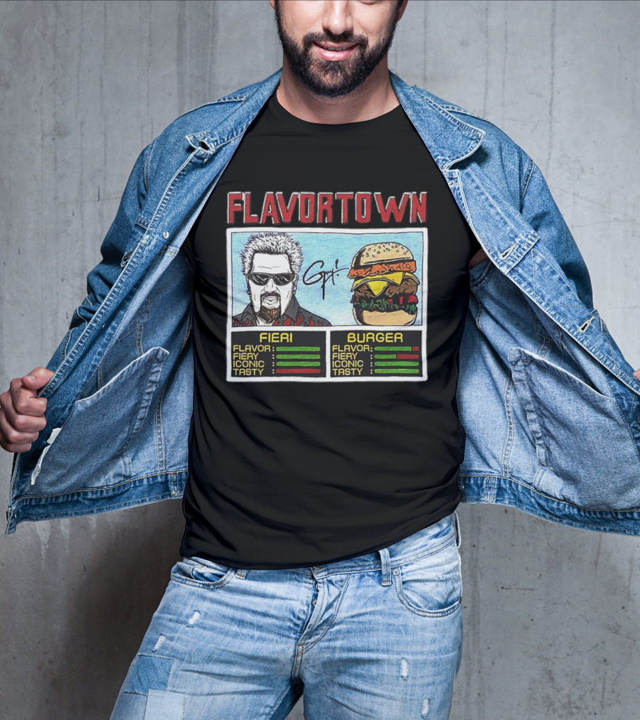 Flavortown Fieri Burger Flavor Fiery Iconic Tasty T-Shirt