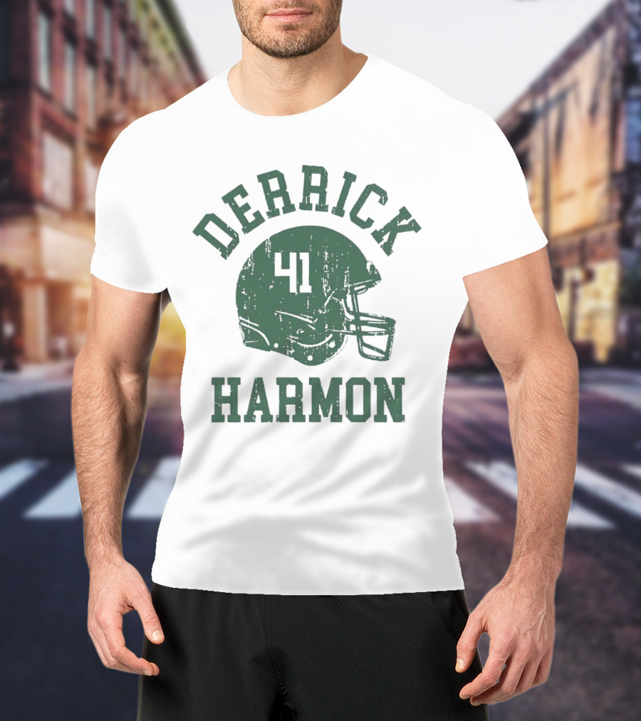 Derrick Harmon 41 Helmet Michigan State Spartans Football T-Shirt