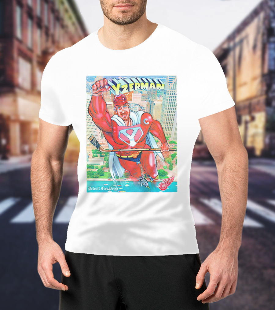 Yzerman Superman Detroit Free Press Red Wings T-Shirt