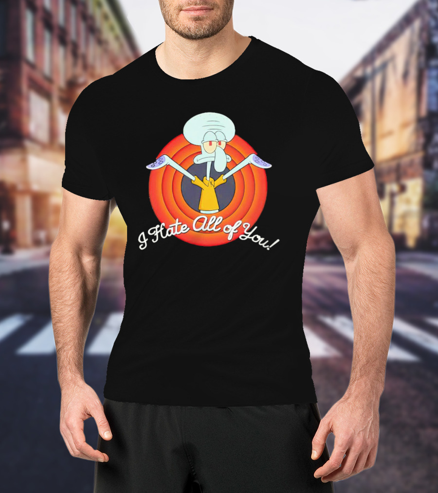Squidward Tentacles I Hate All Of You Retro Cartoon T-Shirt